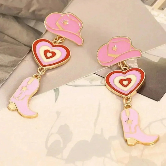 Barbiecore Earrings! Cowgirl! - Picture 4 of 4